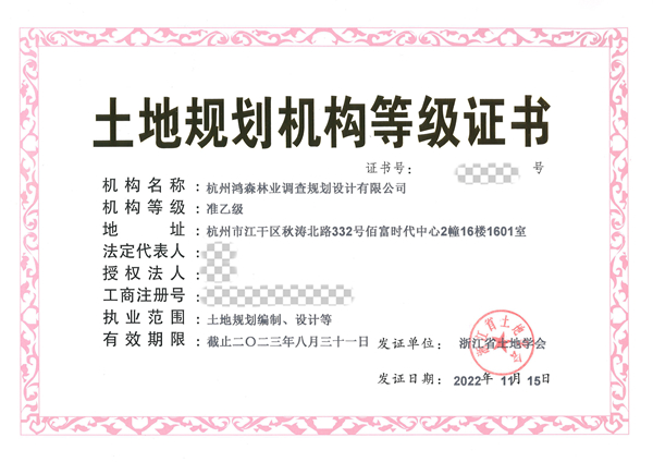 土地規劃機構等級證書
